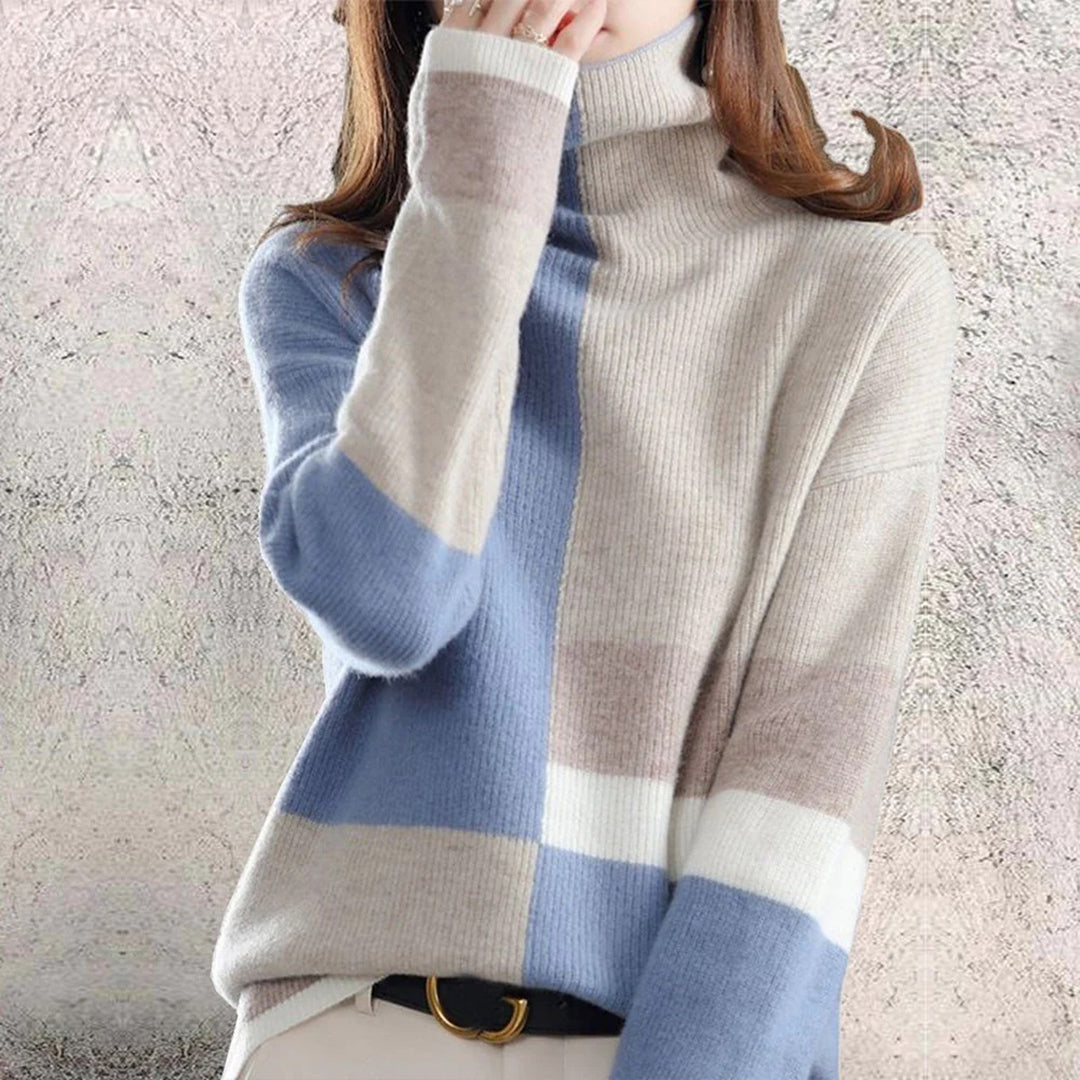 Mila | Golf damski zimowy z wzorem colorblock