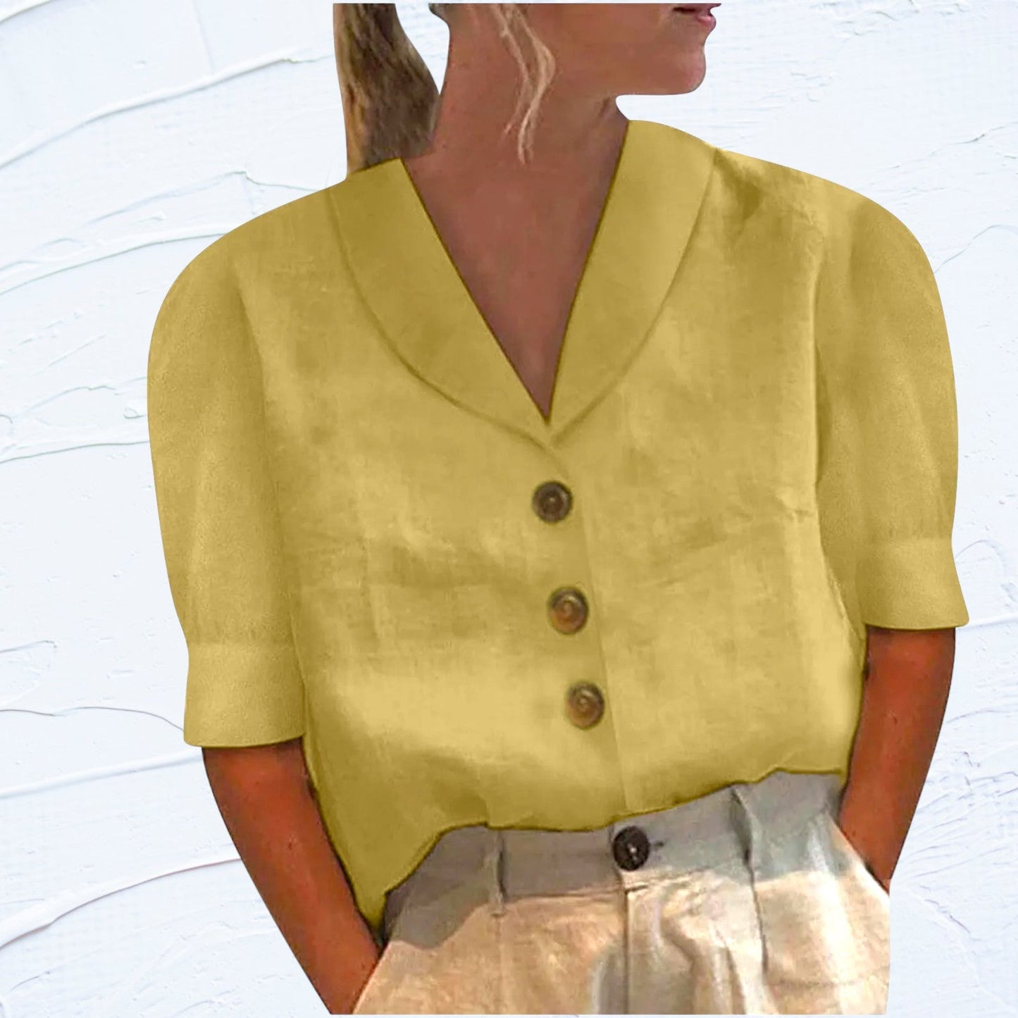 Halina | Top damski z kołnierzykiem i guzikami