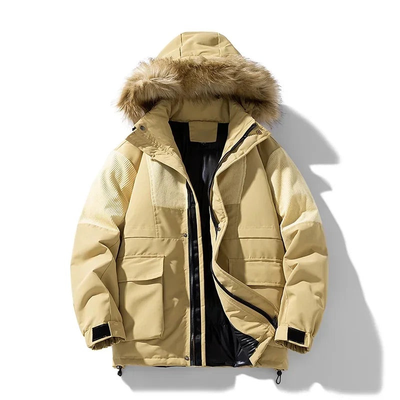 Mateusz | Oversize parka zimowa męska z futrzanym kołnierzem