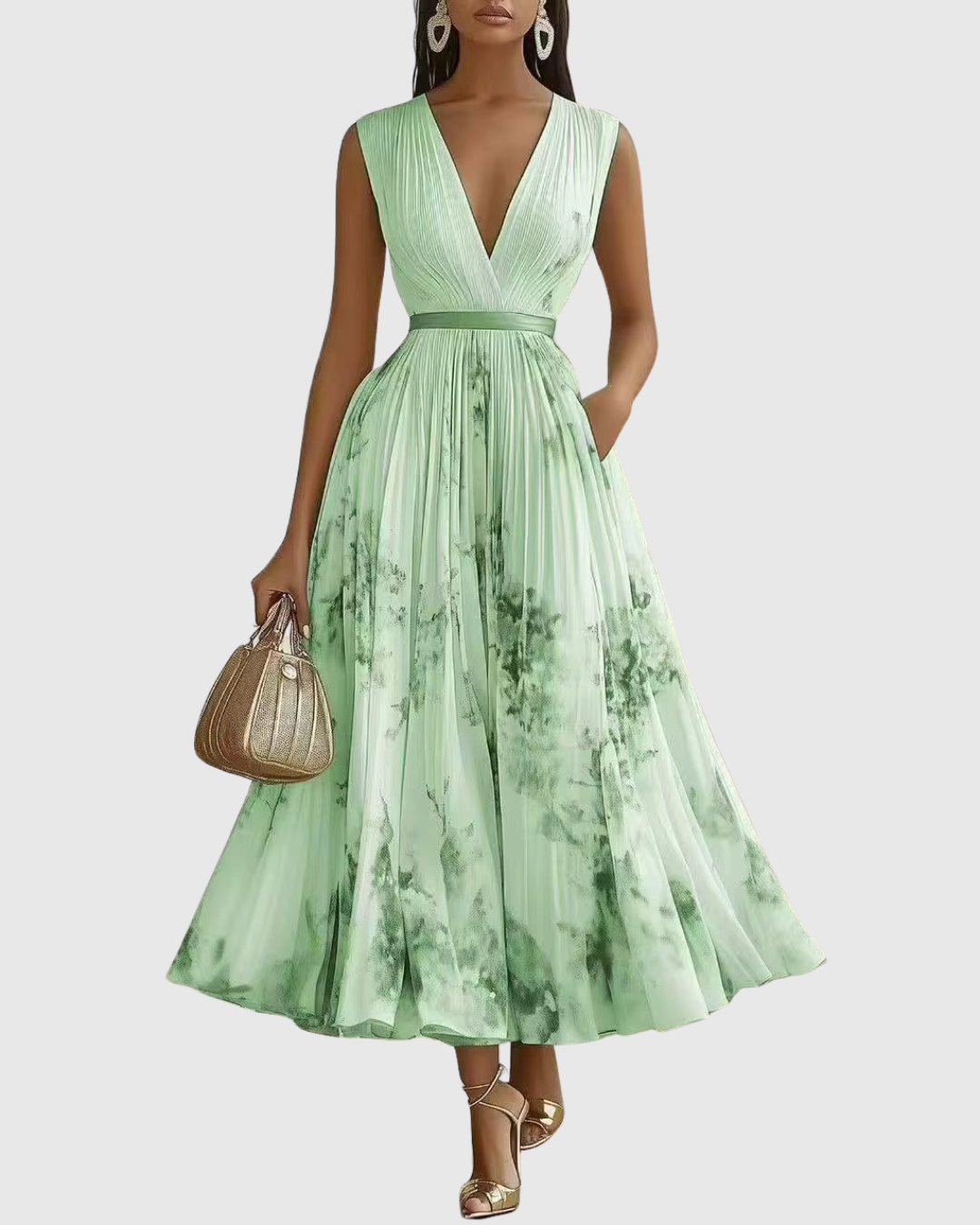 Joanna | Elegancka plisowana sukienka maxi damska