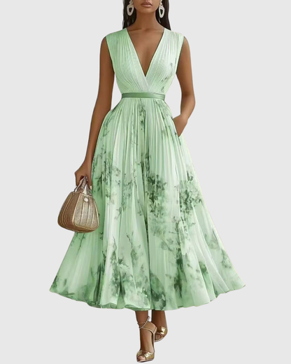 Joanna | Elegancka plisowana sukienka maxi damska