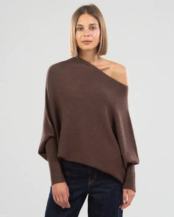 Patrycja | Oversize sweter damski z dekoltem w łódkę