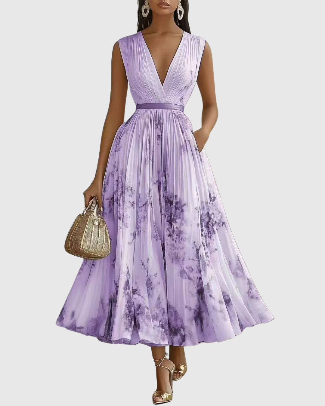 Joanna | Elegancka plisowana sukienka maxi damska