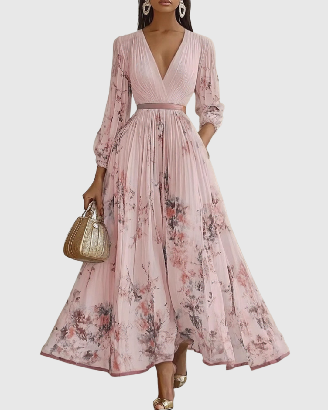 Joanna | Elegancka plisowana sukienka maxi damska