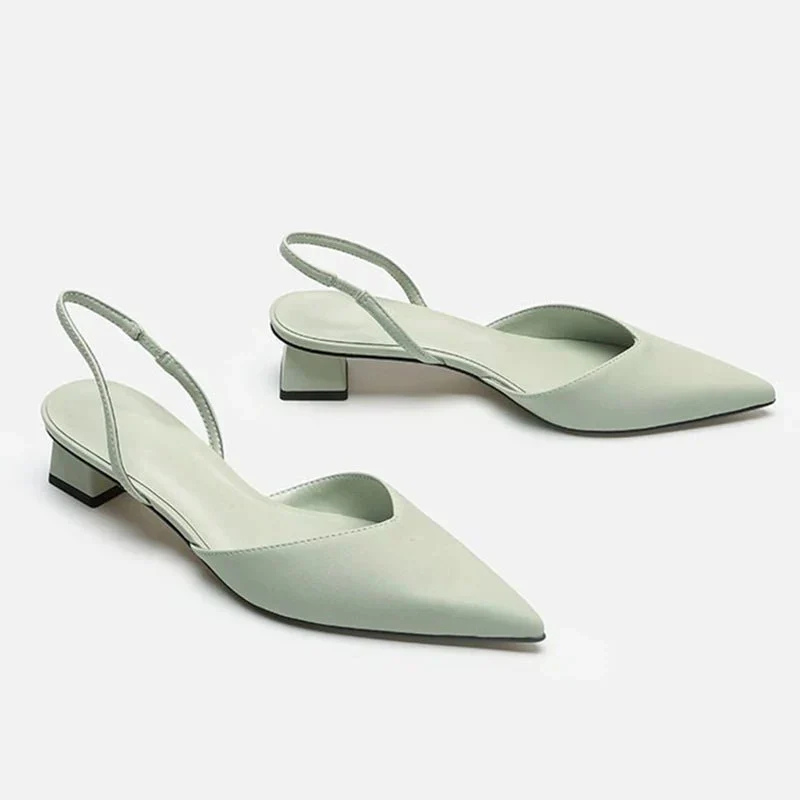 Zuzanna | Czółenka damskie slingback na niskim słupku