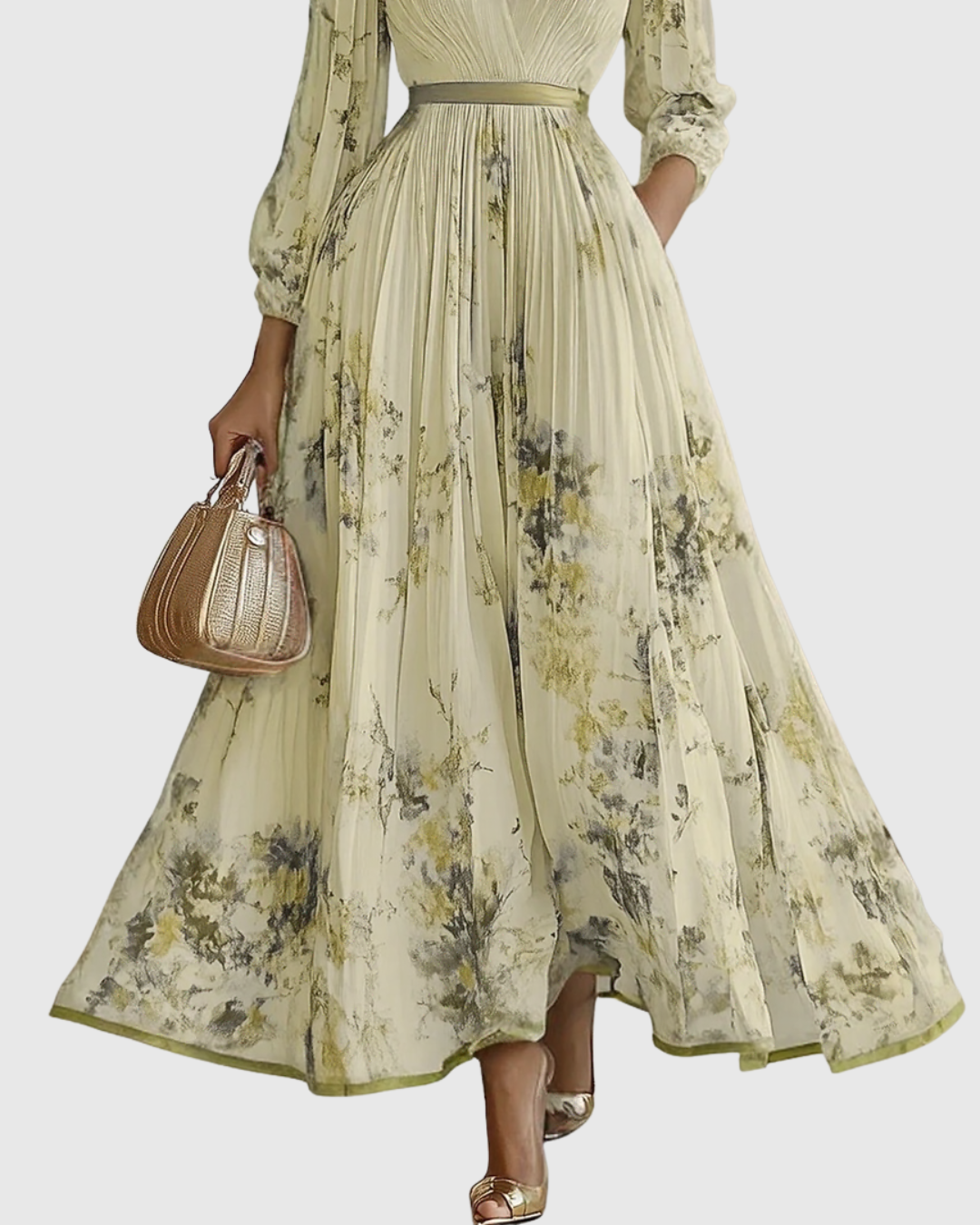 Joanna | Elegancka plisowana sukienka maxi damska