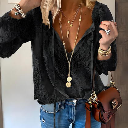 Roksana | Bluzka damska w stylu boho z rozciętym dekoltem vintage