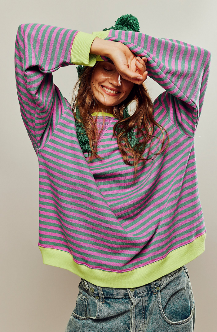 Klaudia | Oversize sweter damski w paski