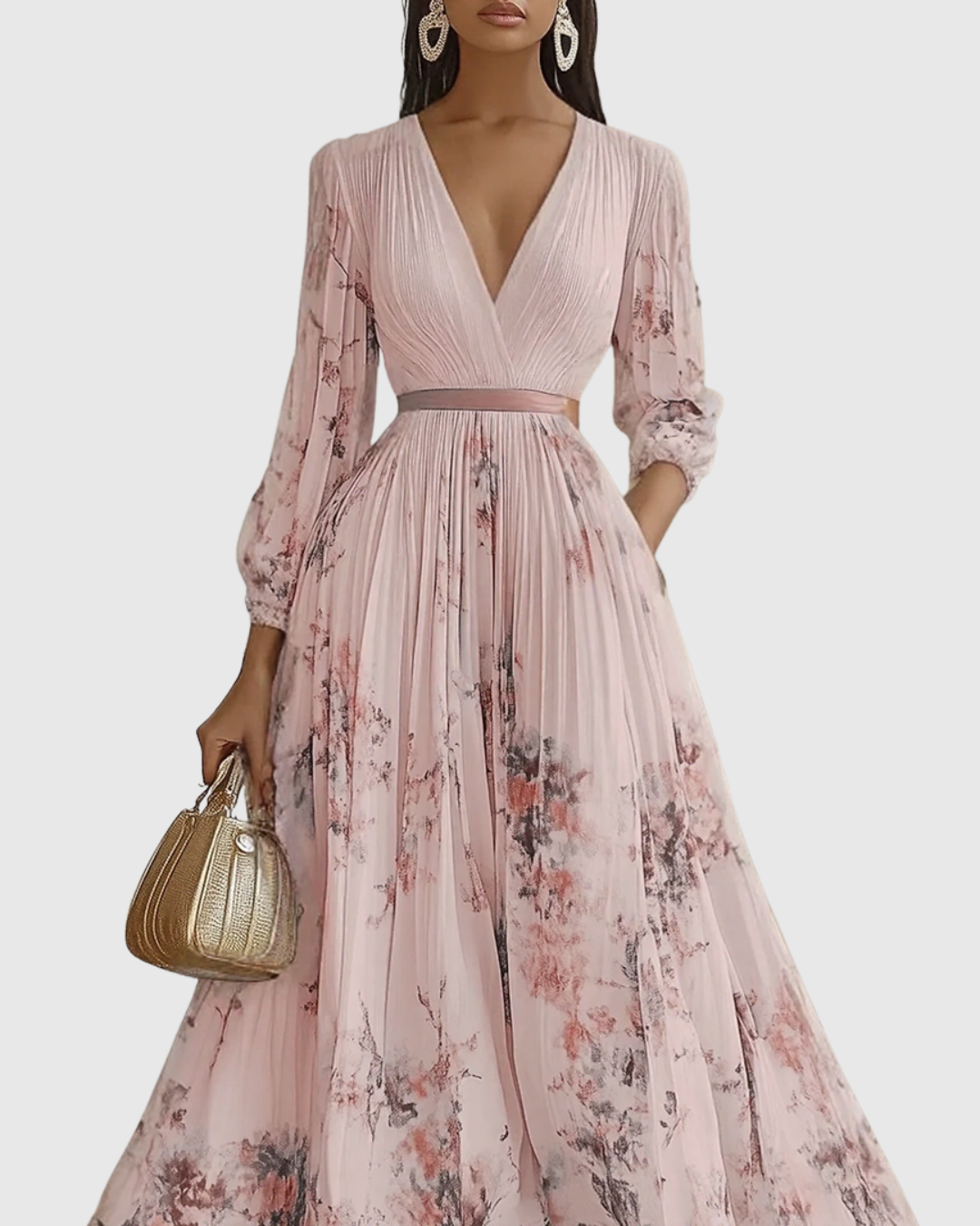 Joanna | Elegancka plisowana sukienka maxi damska