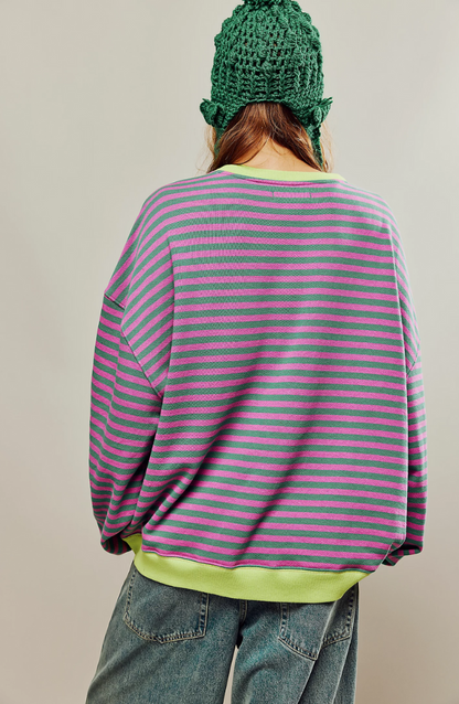 Klaudia | Oversize sweter damski w paski