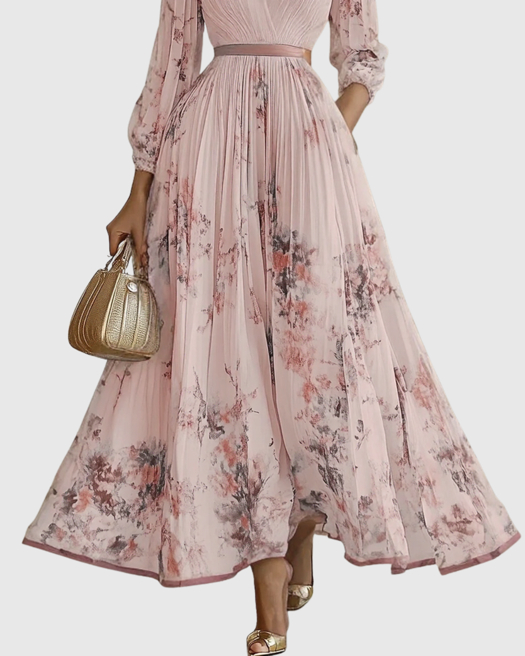 Joanna | Elegancka plisowana sukienka maxi damska