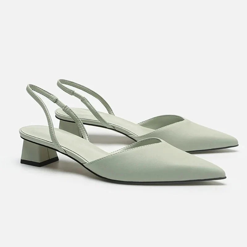 Zuzanna | Czółenka damskie slingback na niskim słupku