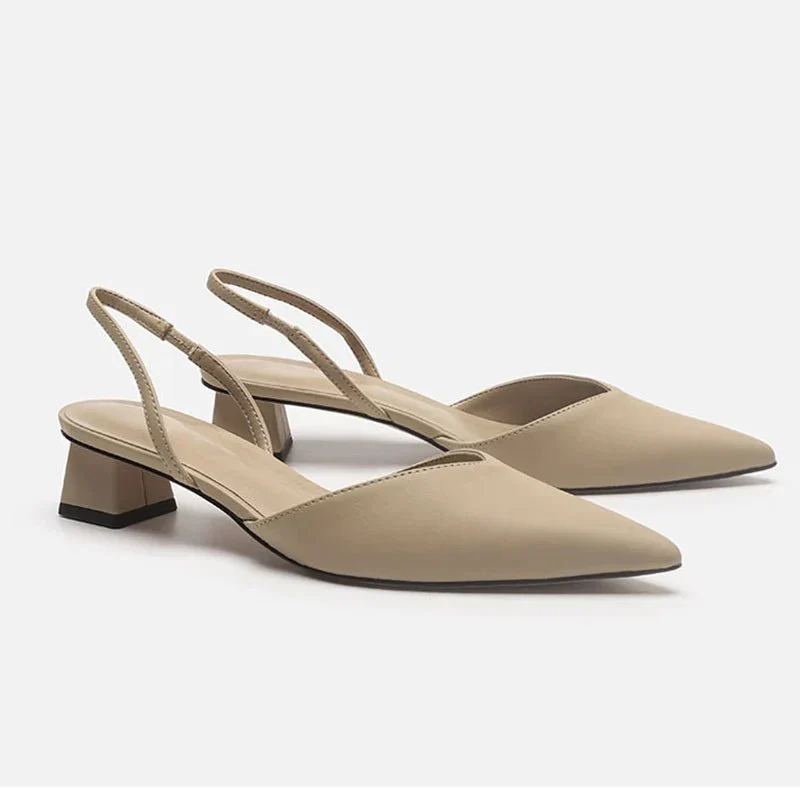 Zuzanna | Czółenka damskie slingback na niskim słupku
