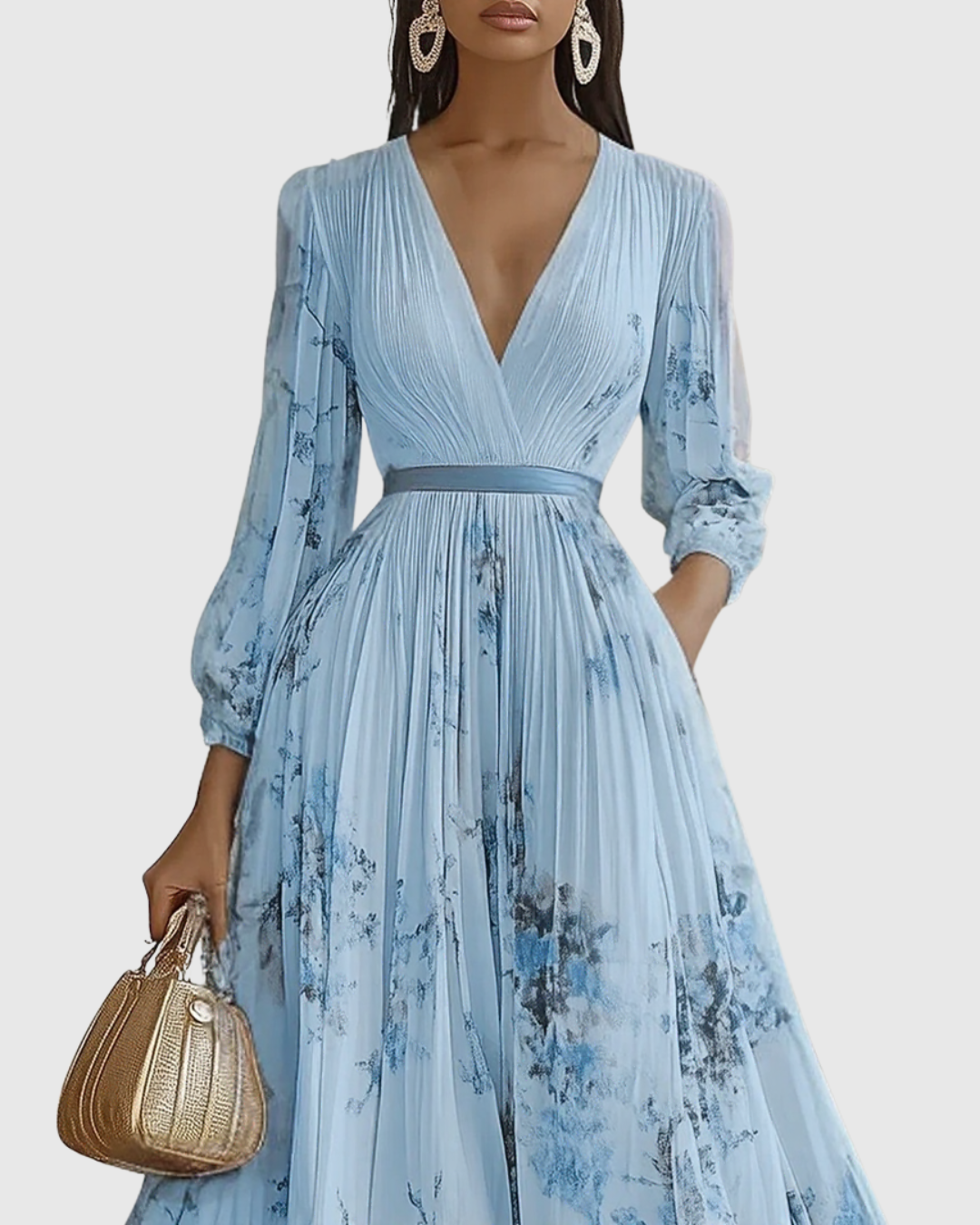 Joanna | Elegancka plisowana sukienka maxi damska