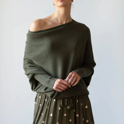 Patrycja | Oversize sweter damski z dekoltem w łódkę