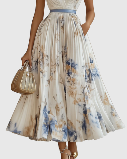 Joanna | Elegancka plisowana sukienka maxi damska