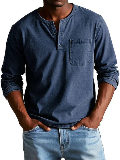 Sebastian | Casualowa koszulka henley męska z długim rękawem