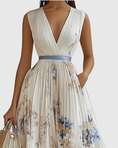 Joanna | Elegancka plisowana sukienka maxi damska