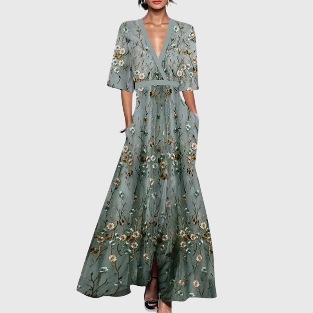 Izabela | Elegancka sukienka maxi damska na wiosnę