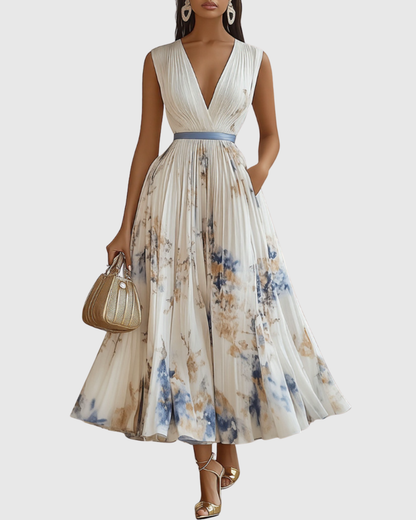 Joanna | Elegancka plisowana sukienka maxi damska