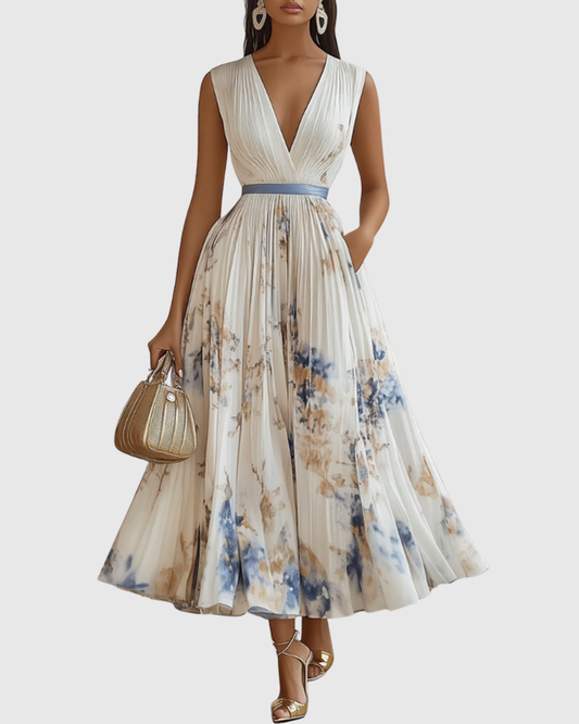 Joanna | Elegancka plisowana sukienka maxi damska