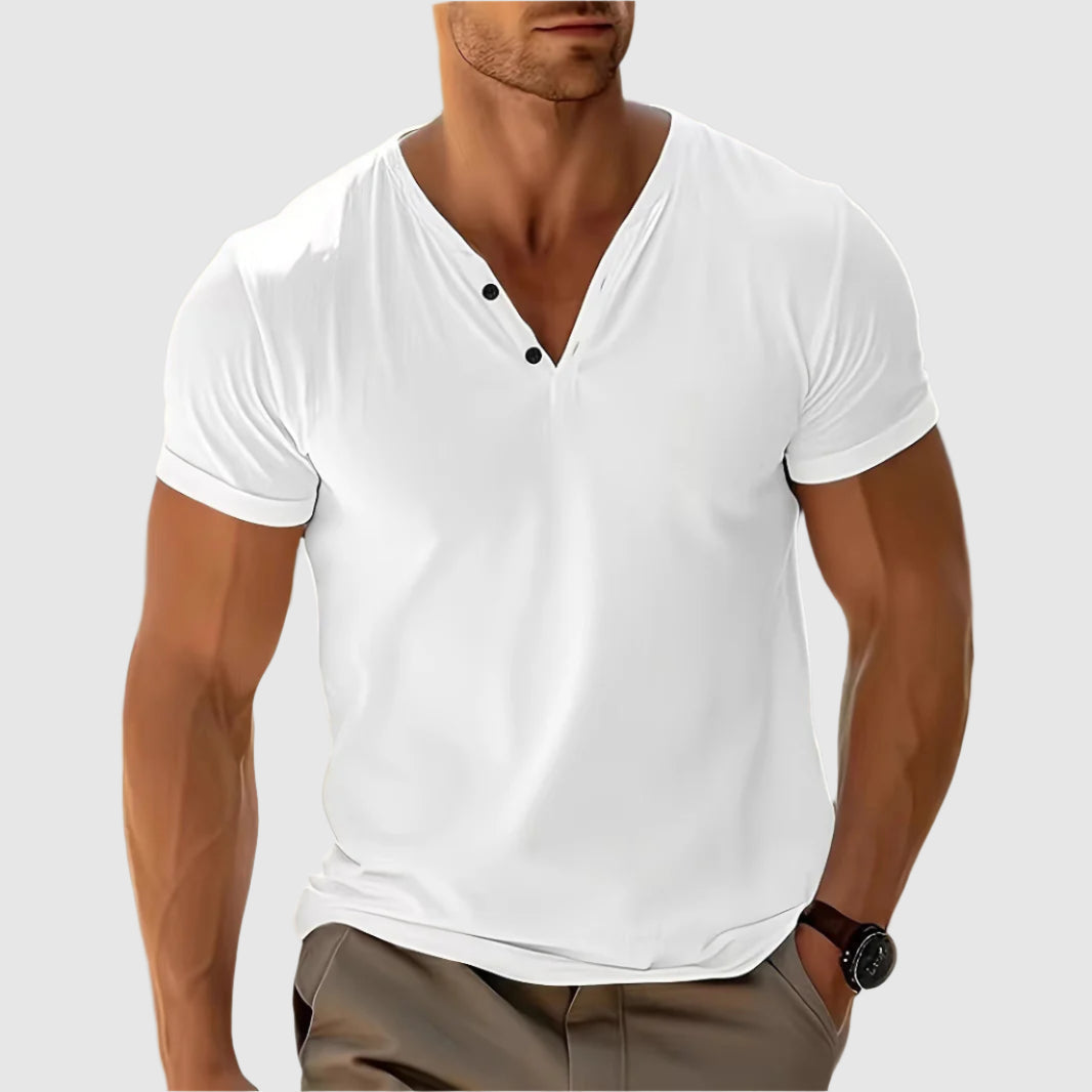 Dawid | T-shirt męski z dekoltem w serek