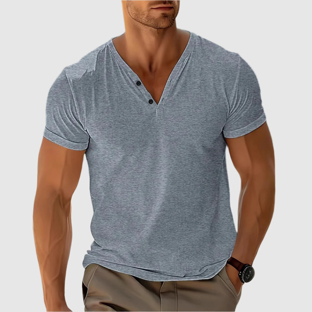 Dawid | T-shirt męski z dekoltem w serek