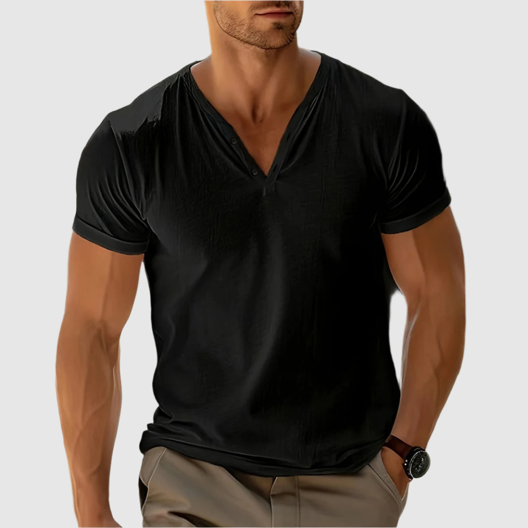 Dawid | T-shirt męski z dekoltem w serek