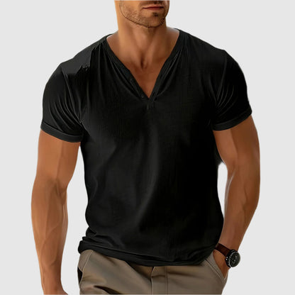 Dawid | T-shirt męski z dekoltem w serek