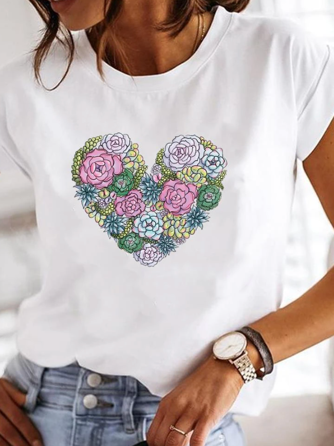 Aneta | Biały T-shirt damski z krótkim rękawem