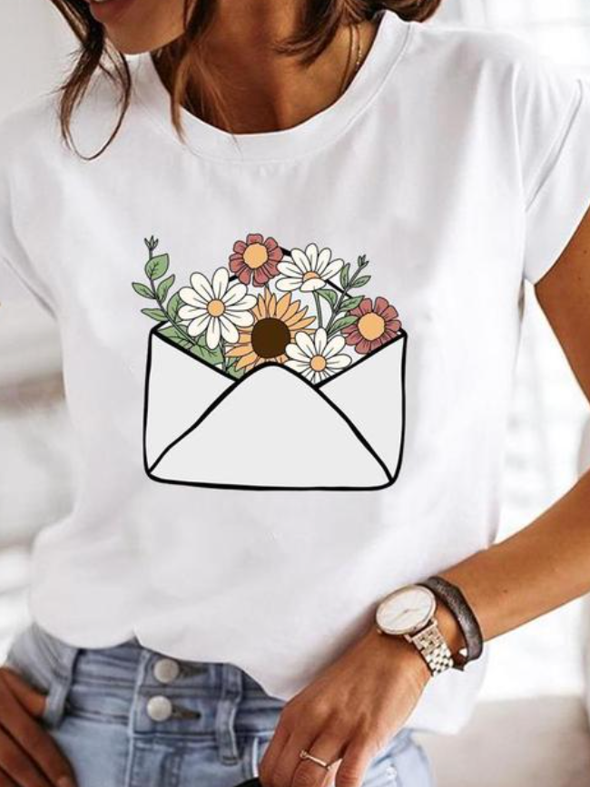 Aneta | Biały T-shirt damski z krótkim rękawem