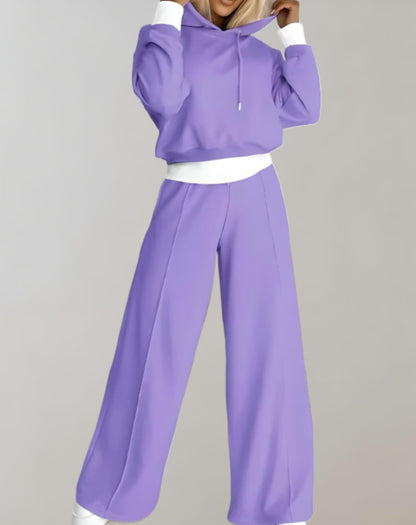 Nina | Dwuczęściowy dres hoodie z szerokimi spodniami damski