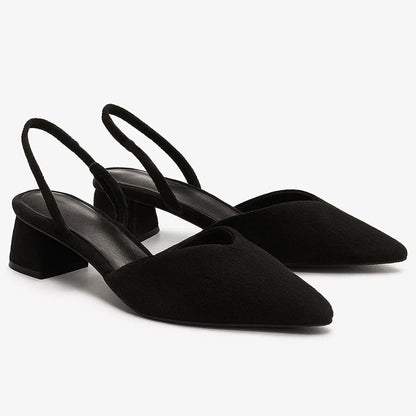 Zuzanna | Czółenka damskie slingback na niskim słupku