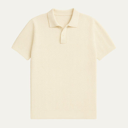 Mirek | Bawełniana koszulka polo męska z dzianiny żakardowej w stylu vintage
