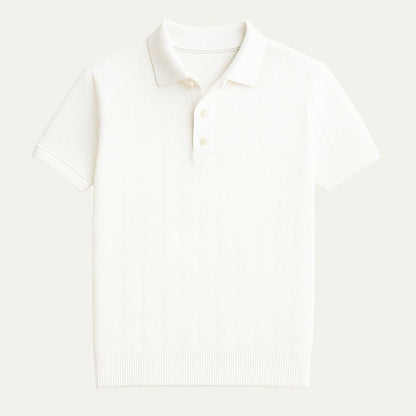 Mirek | Bawełniana koszulka polo męska z dzianiny żakardowej w stylu vintage