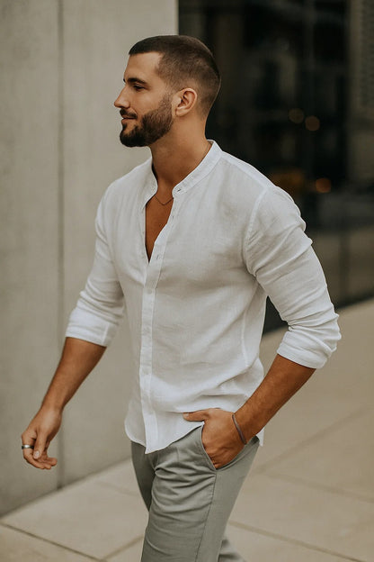 Adam | Casualowa koszula męska z rękawem 3/4