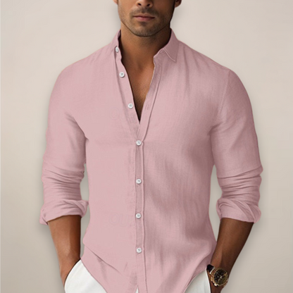 Piotr | Lniana koszula letnia męska z krótkim rękawem