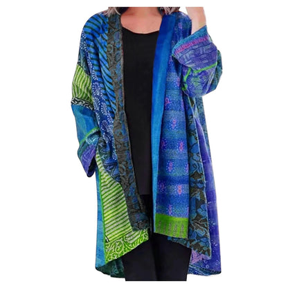 Noemi | Długi kardigan damski zimowa patchwork