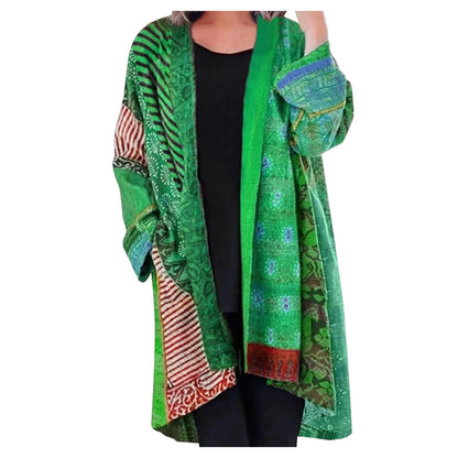Noemi | Długi kardigan damski zimowa patchwork