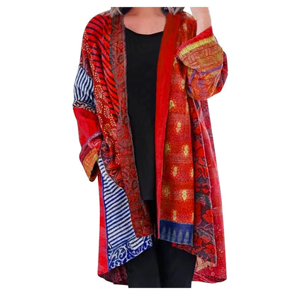 Noemi | Długi kardigan damski zimowa patchwork