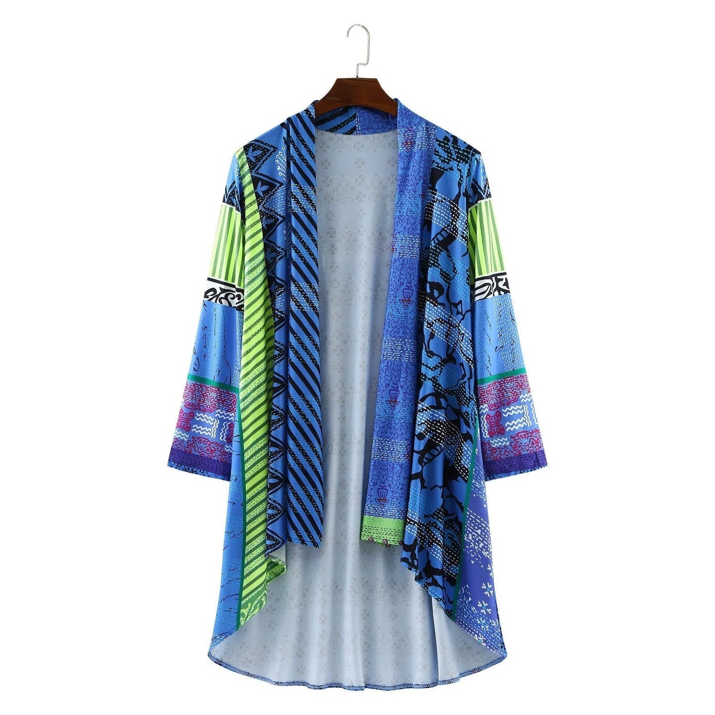 Noemi | Długi kardigan damski zimowa patchwork