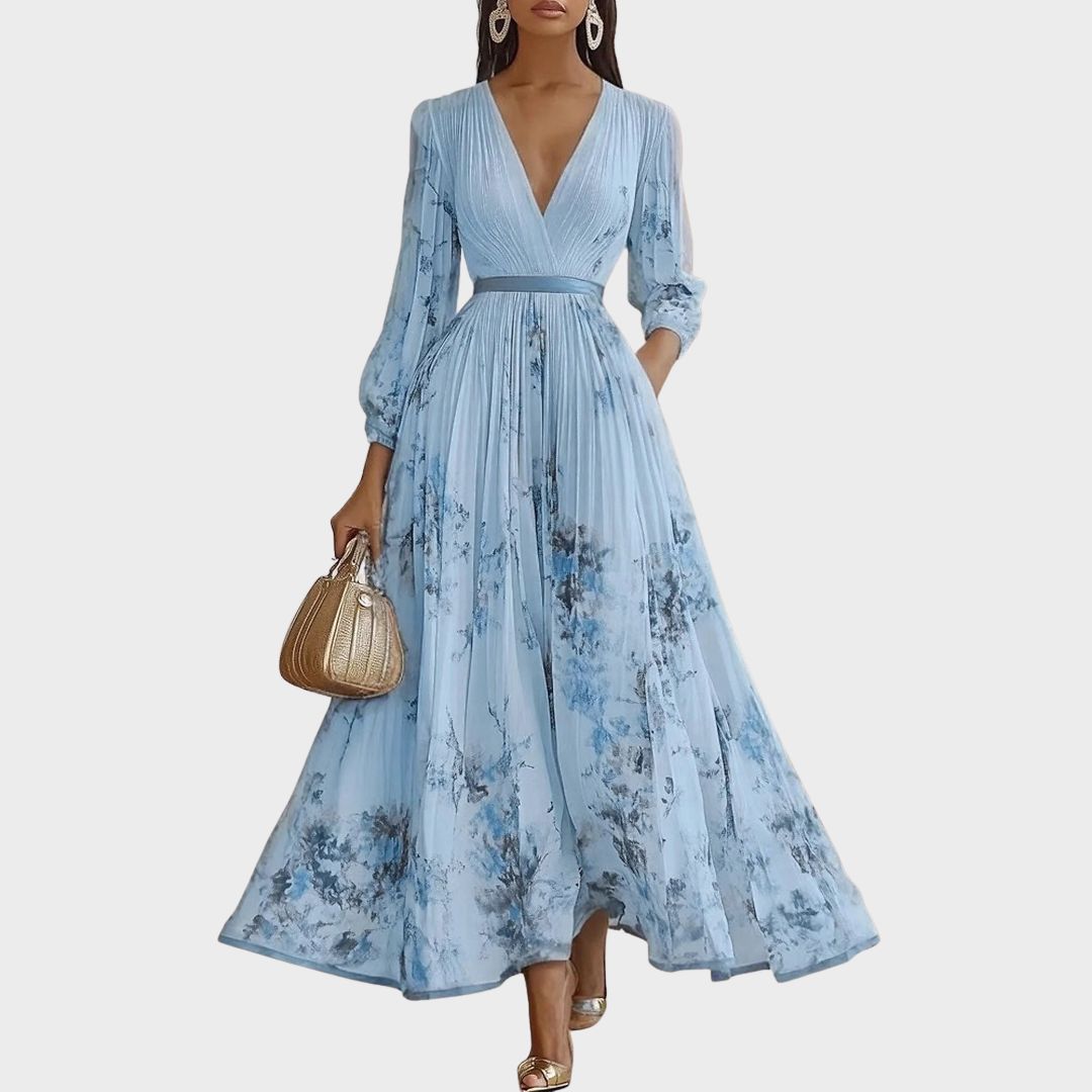 Joanna | Elegancka plisowana sukienka maxi damska