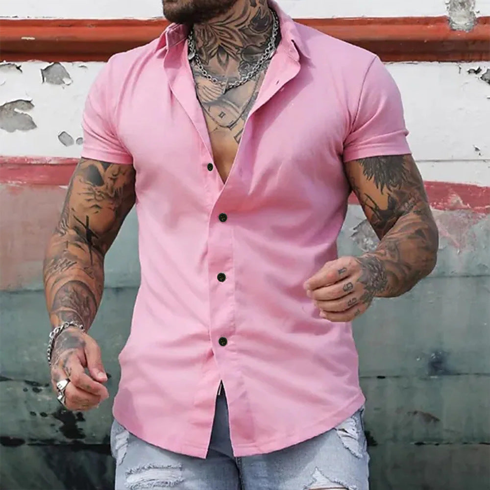 Michał | Koszula męska slim fit z krótkim rękawem
