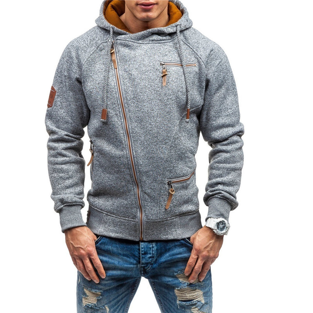 Paul | Bluza męska zimowa z kapturem i skośnym zamkiem