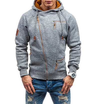 Paul | Bluza męska zimowa z kapturem i skośnym zamkiem