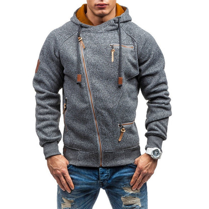 Paul | Bluza męska zimowa z kapturem i skośnym zamkiem