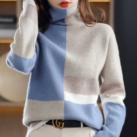 Mila | Golf damski zimowy z wzorem colorblock