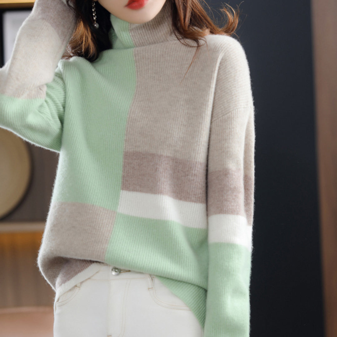 Mila | Golf damski zimowy z wzorem colorblock