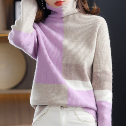 Mila | Golf damski zimowy z wzorem colorblock