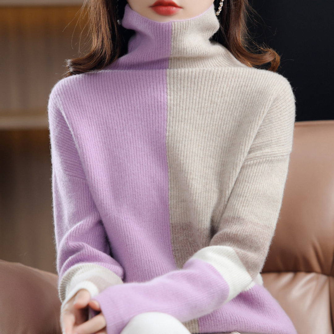 Mila | Golf damski zimowy z wzorem colorblock